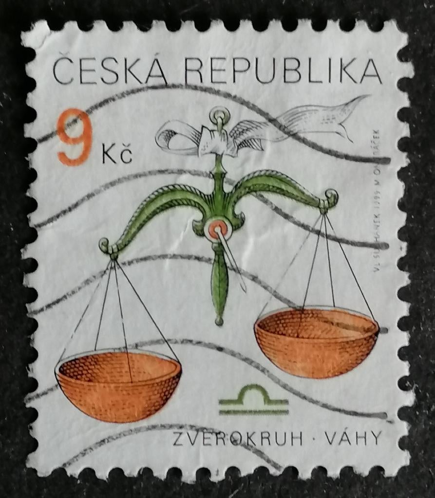 TSJECHIË - sterrenbeeld weegschaal 1999, Verzenden, Overige landen, Gestempeld