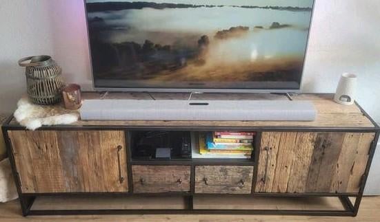 Tv-meubel Giga Meubel - Lio 180x40x56cm, 150 tot 200 cm, Zo goed als nieuw, Minder dan 100 cm, Industrieel