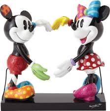 Mickey en Minnie Mouse beeldje. Romero britto, Ophalen of Verzenden, Mickey Mouse, Gebruikt, Beeldje of Figuurtje
