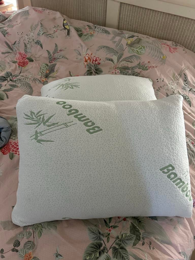 2 Bamboe Kussens - Comfortabel en Duurzaam, Ophalen, Zo goed als nieuw, Wit