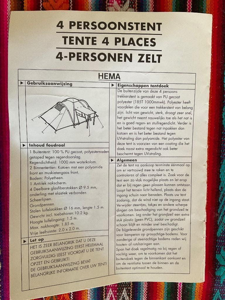 4 persoonstent, Caravans en Kamperen, Tenten, Ophalen, Zo goed als nieuw, Tot en met 4
