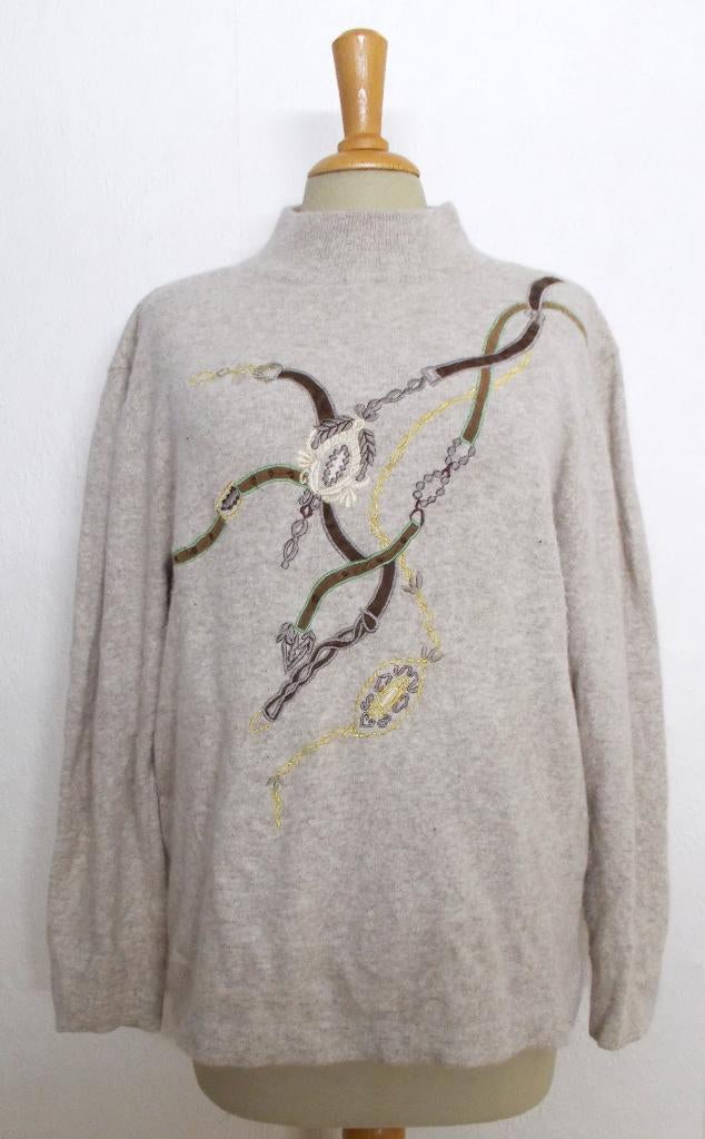 Bewerkte angora/wollen coltrui van Signe Incognito! 42, Kleding | Dames, Truien en Vesten, Zo goed als nieuw, Maat 42/44 (L), Bruin