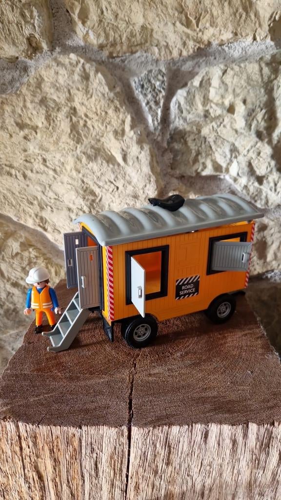 Bouwkeet/schaftwagen playmobil, Ophalen of Verzenden, Zo goed als nieuw
