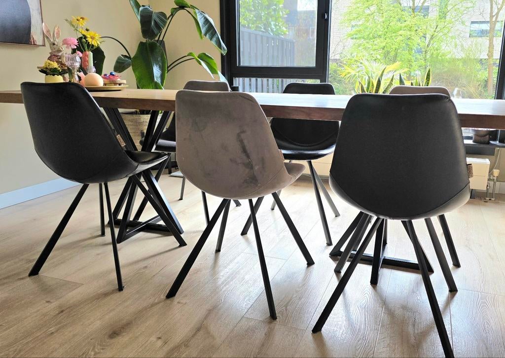 Dutchbone Franky stoelen (8), Ophalen, Grijs, Leer, Vijf, Zes of meer stoelen