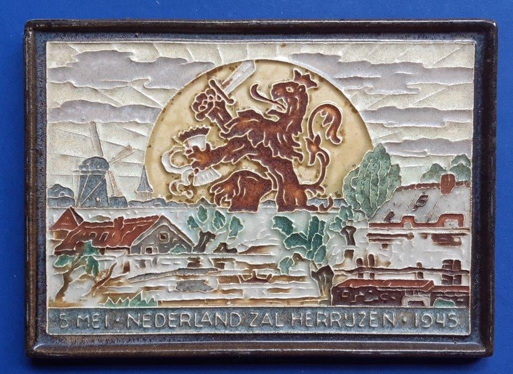 Porceleyne Fles 1945 Nederland zal Herrijzen Cloisonne (11), Ophalen of Verzenden