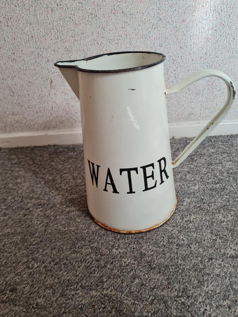 Vintage geëmailleerde waterkan - 'WATER' opschrift, Ophalen of Verzenden