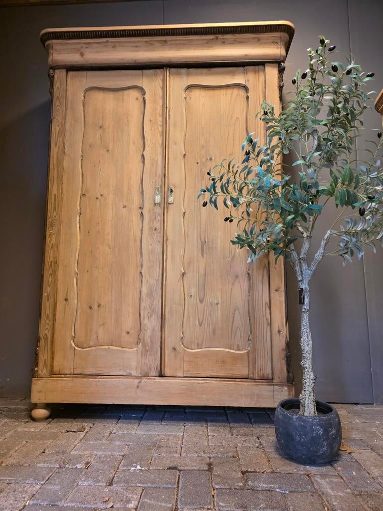 Grote grenen biedermeier linnenkast kledingkast bezorgen mog, Ophalen of Verzenden