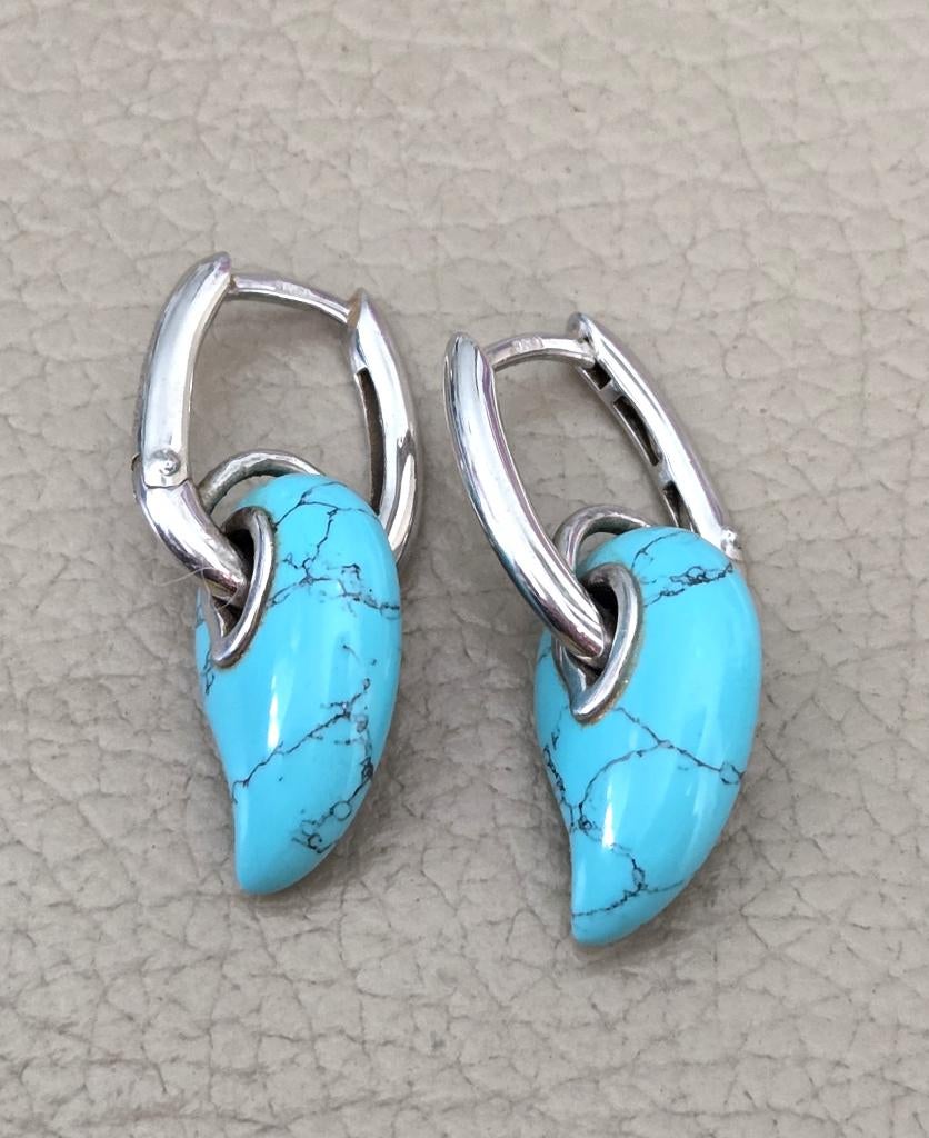 Zilveren (925) TI SENTO / TISENTO creolen met TURKOOIS, Sieraden, Tassen en Uiterlijk, Oorbellen, Ophalen, Hangers, Zo goed als nieuw