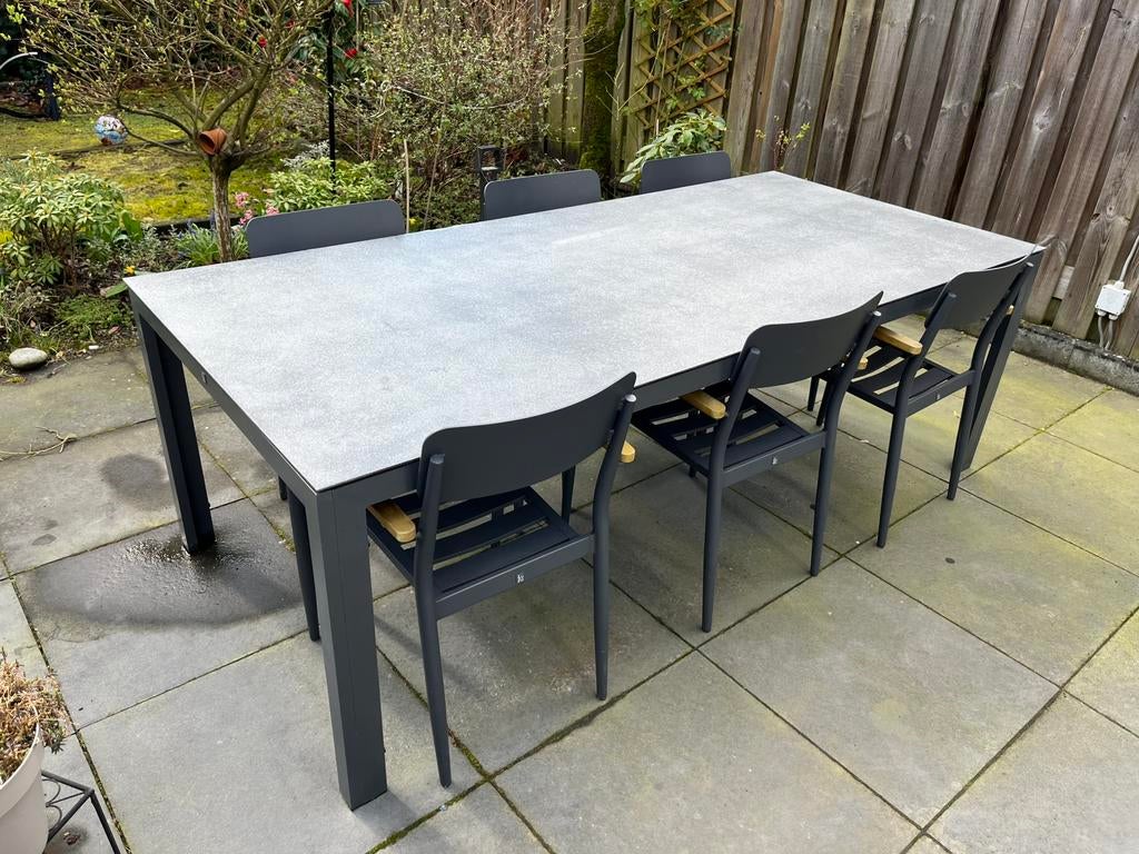 Tuintafel 220 x 100 cm (eettafel), Tuin en Terras, Ophalen, Gebruikt, Eettafel, 6 zitplaatsen