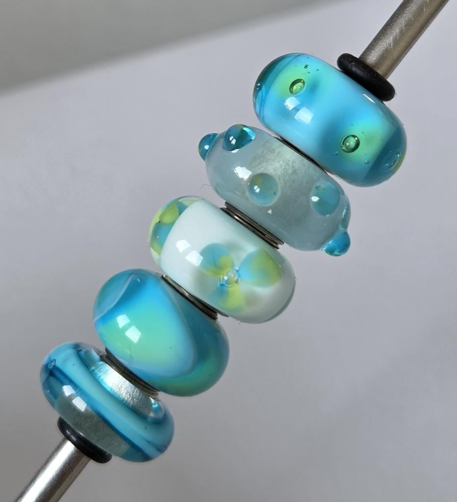 Trollbeads TURKOOIZEN SET, 5 stuks voor €50,00, -, Verzenden, -, Zo goed als nieuw