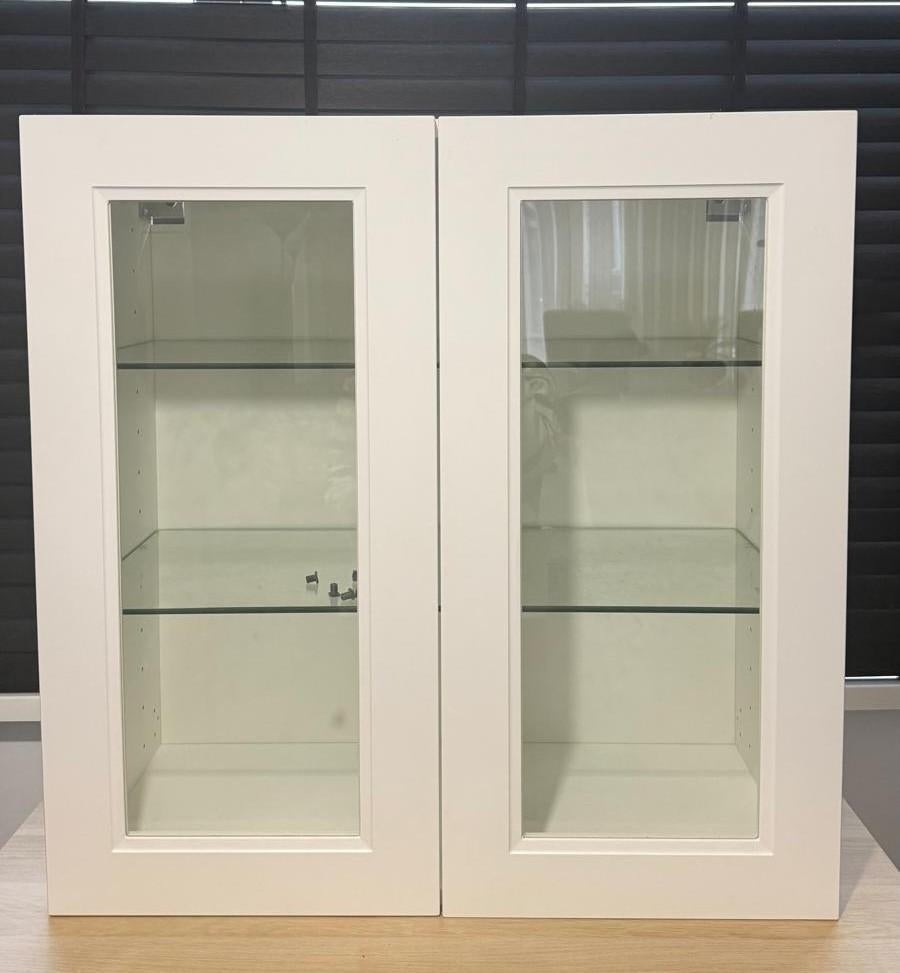 IKEA METOD Bovenkast met vitrinedeuren, wit/Axstad mat wit, Met deur(en), Zo goed als nieuw, Minder dan 100 cm, 25 tot 50 cm