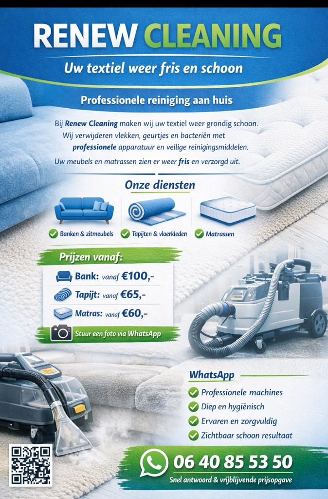 Banken/tapijt Reinigen, reinigen van textiele meubels, Huis en Inrichting, Schoonmaakartikelen, Ophalen of Verzenden, Overige typen