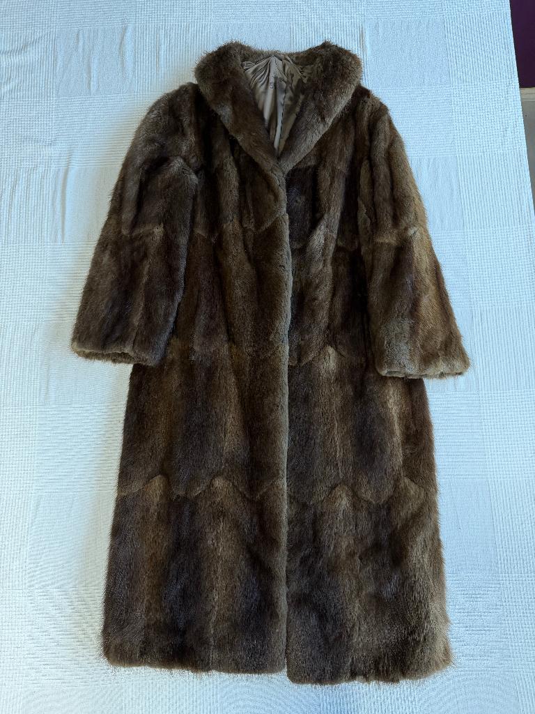 intage bontjas bruin – lange bont mantel – voor reparatie, Ophalen, Zo goed als nieuw, Bruin