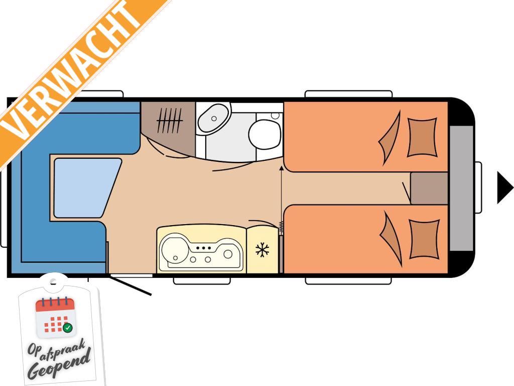 Hobby De Luxe 495 UL Incl. Mover en Airco, Caravans en Kamperen, Caravans, Rondzit, Hobby, Schokbreker, Bedrijf