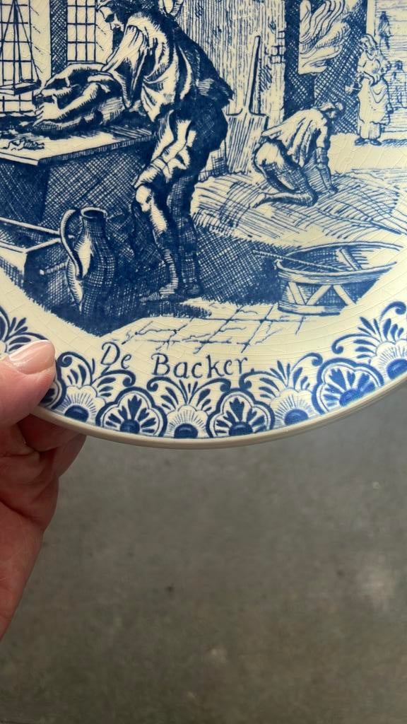 wanAntiek wandbord Jan Luyken 'De Backer' bord 1649, Ophalen of Verzenden