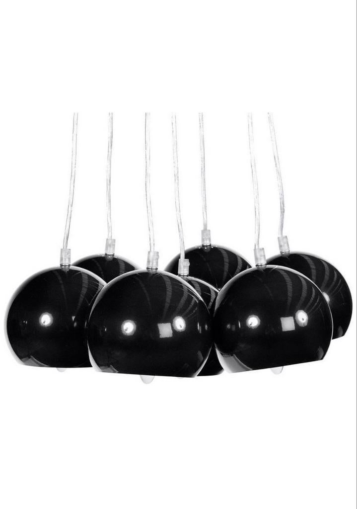 Moderne Zwarte Hanglamp - 7 Dimbare Bollen, Ophalen of Verzenden, Zo goed als nieuw, Metaal, 75 cm of meer