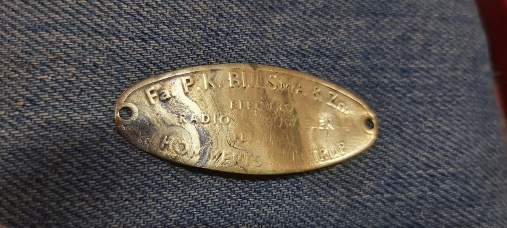 Ovaal metalen plaatje Fa P.K. Bijlsma & Zn. Hommerts Jutrijp, Ophalen of Verzenden, Gebruikt, Reclamebord