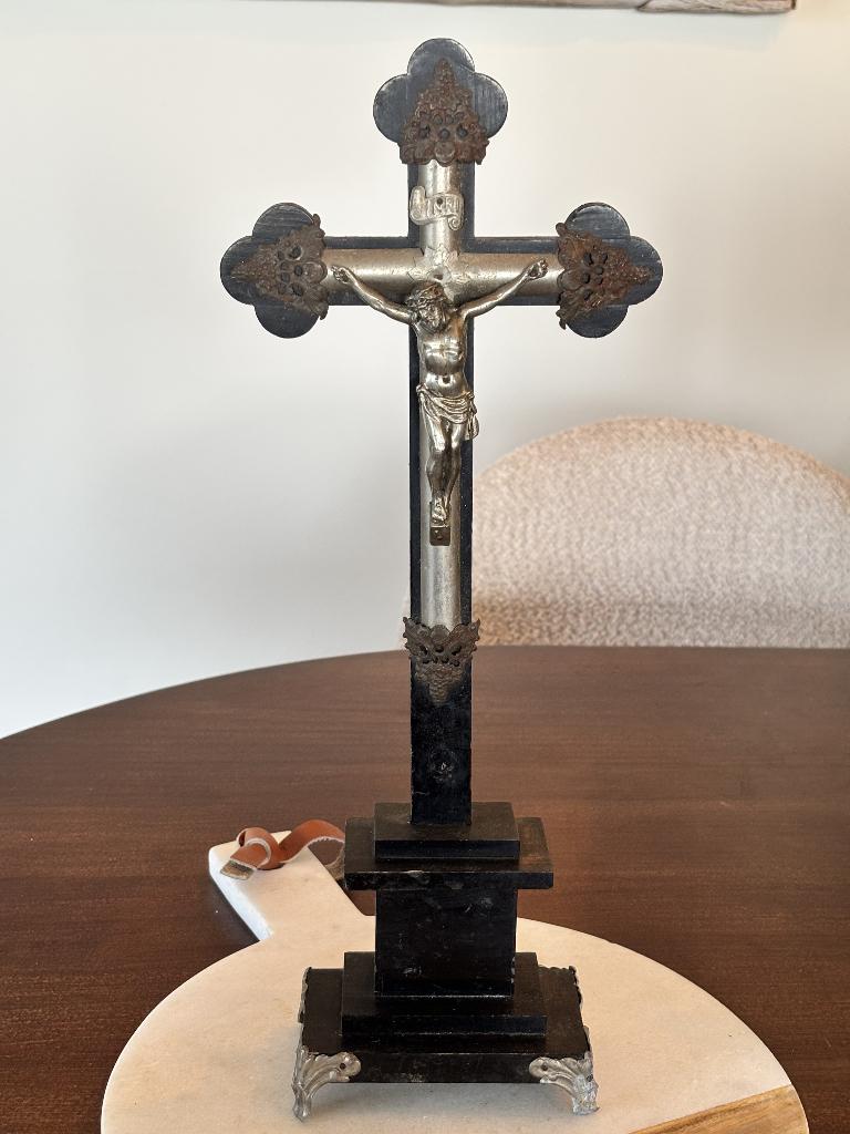 Vintage Staand Houten Kruisbeeld Jezus Christus Religieus, Antiek en Kunst, Antiek | Religie, Ophalen of Verzenden