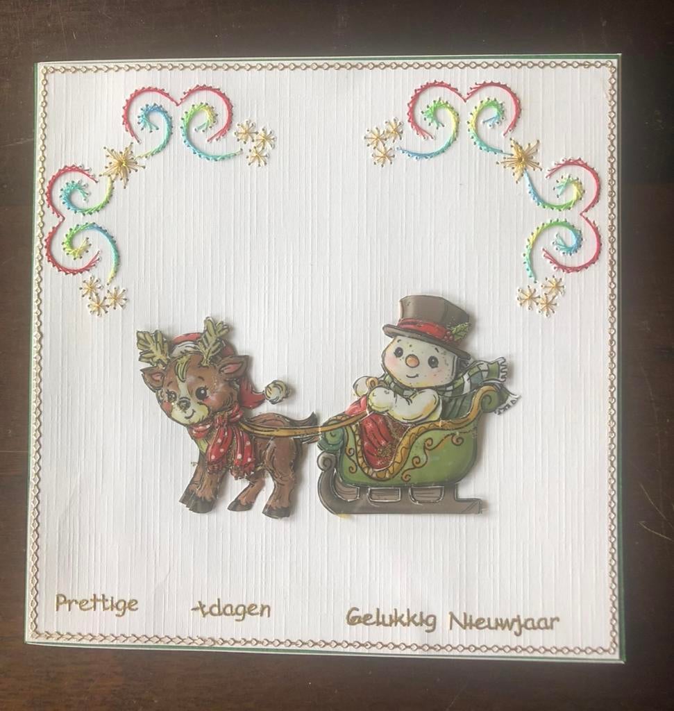 Nieuwe zelfgemaakte kerstkaart 3D en borduur, Ophalen of Verzenden, Nieuw, Kerst