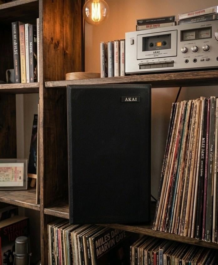 Set Vintage Akai Luidsprekers – Antraciet – 52,5, Overige merken, Gebruikt, Ophalen of Verzenden, Minder dan 60 watt