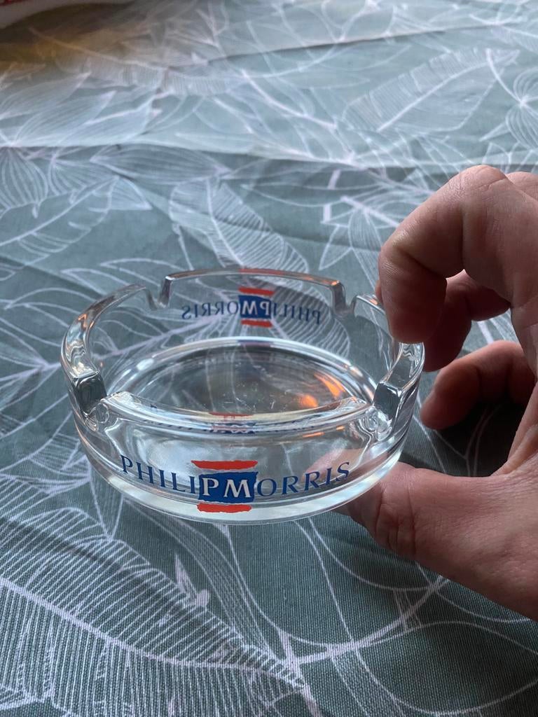 Phillip Morris Tabak sigaretten glazen reclame asbak, Ophalen of Verzenden, Zo goed als nieuw, Asbak