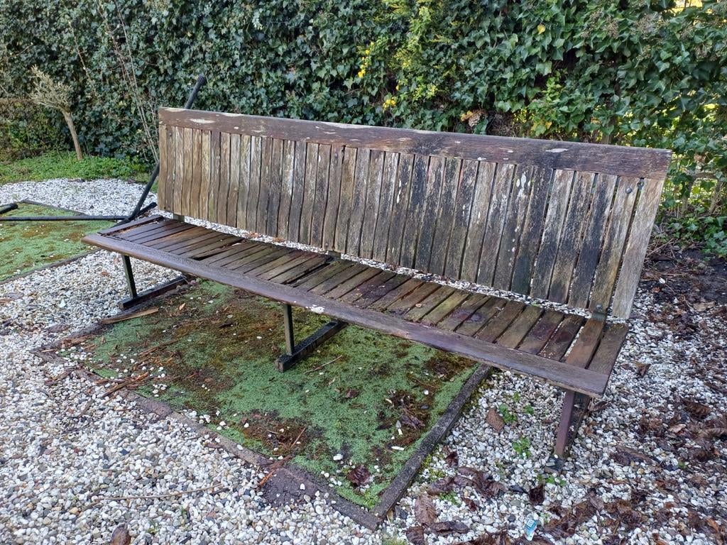 Stadsbank 2.60 breed - Houten tuinbank, Ophalen, Gebruikt, Hout