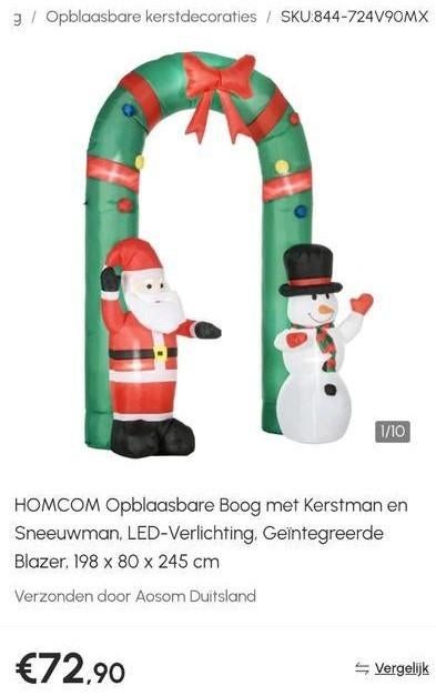 Monzana Opblaasbare LED Kerstman - 152cm – Springt uit de Doos