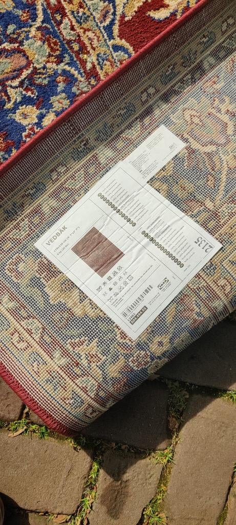Ikea Vedbäk vloerkleed, rood/blauw, klassiek patroon, Ophalen, Gebruikt, Klassiek, Oosters, 150 tot 200 cm