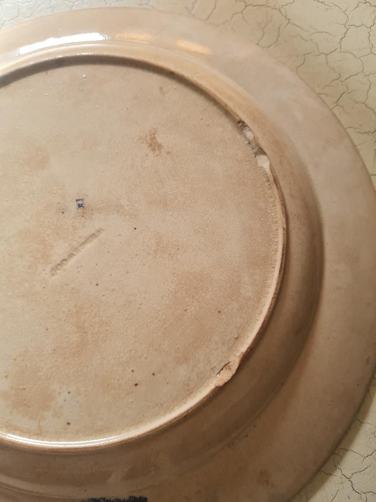 zeer oud blauw/wit porseleinen diner bord, Ophalen of Verzenden