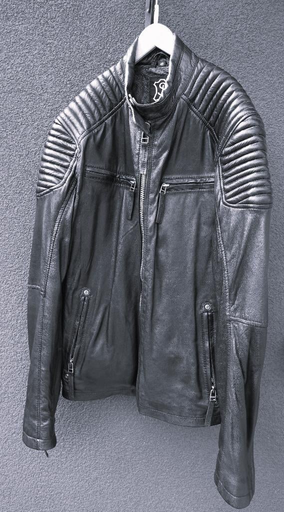 moderne leren jack van '' Sluisleder " maat 48 - als nieuw, Maat 48/50 (M), Zwart, Ophalen of Verzenden, Zo goed als nieuw