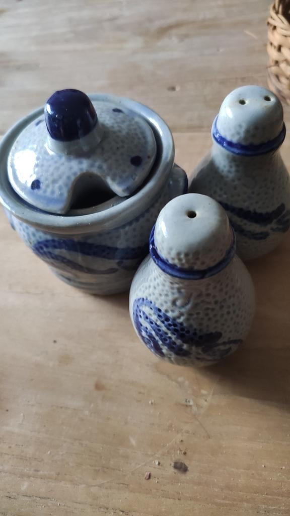 Peper en zout stel met mosterdpotje, Ophalen of Verzenden