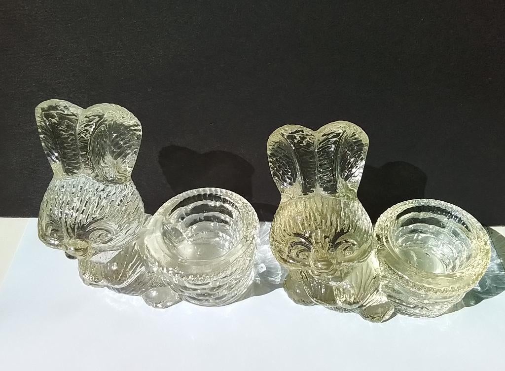 glazen eierdopje paashaas set van 2, Ophalen of Verzenden