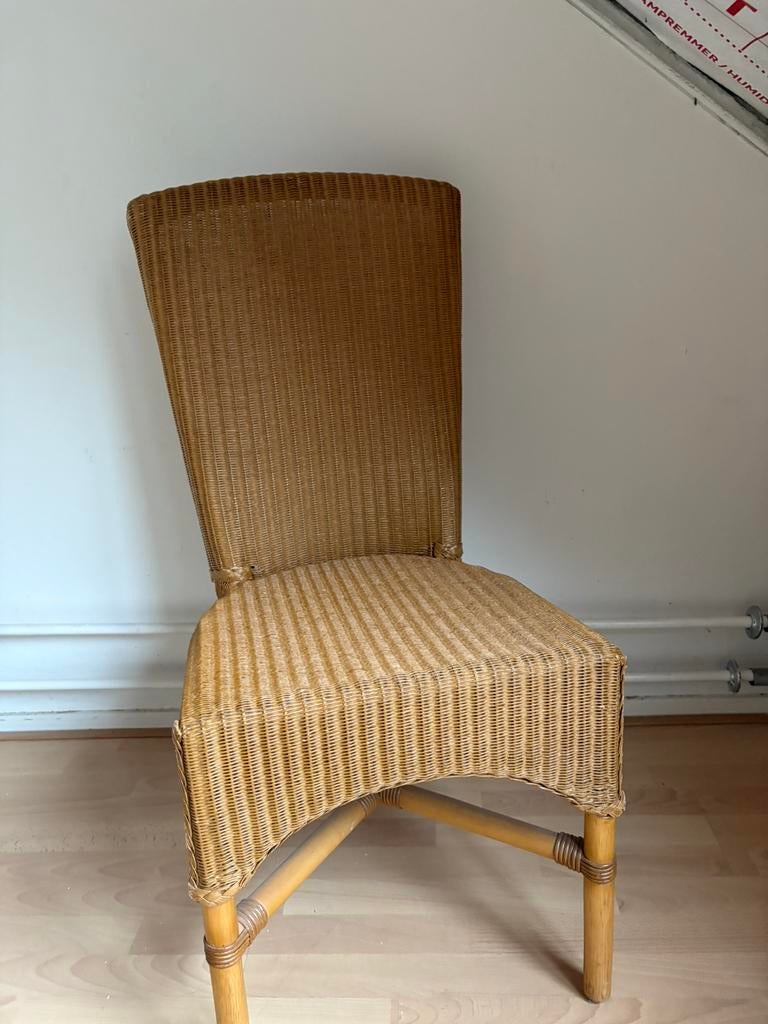 6 x Rieten stoelen Vintage, Ophalen, Zo goed als nieuw, Bruin, Vijf, Zes of meer stoelen