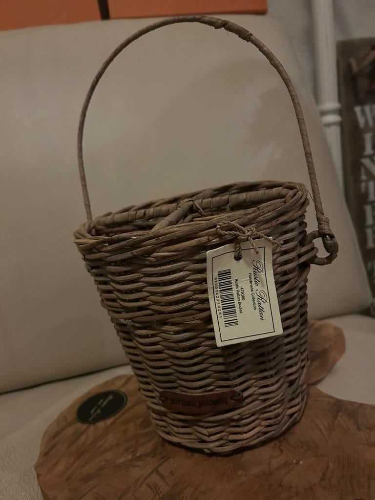 Riviera Maison Rustic Rattan Bucket - Nieuw!, Ophalen of Verzenden, Nieuw, Overige materialen, Minder dan 50 cm