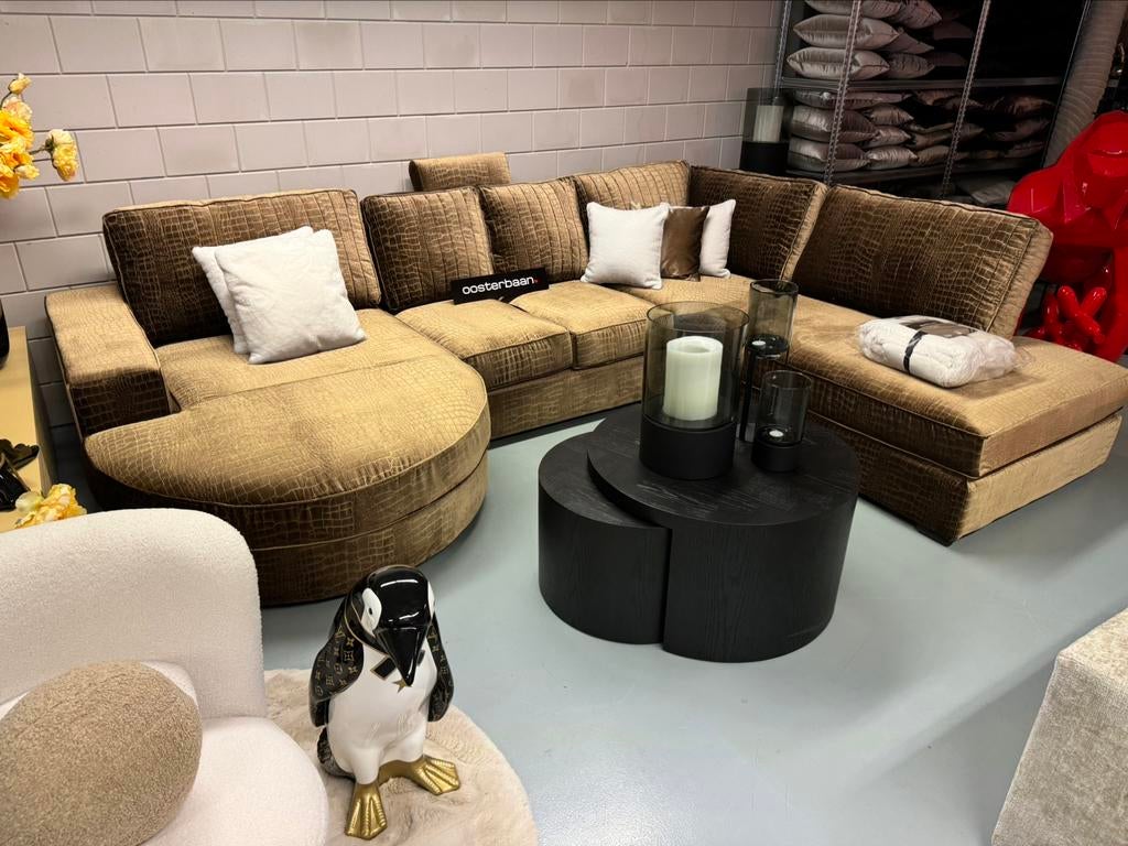 Luxe Velvet Croco U-Bank Mila 170x350x250cm NIEUW - Uniek, Info@oosterbaanwonen.nl, Venus 31 8448CE Heerenveen, Hoekbank, Ophalen of Verzenden