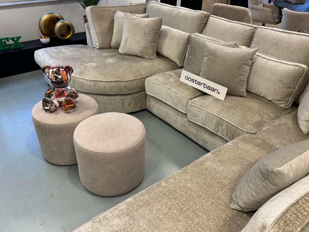 Luxe Velvet Teddy U-bank Pocket Round NIEUW 175x375x250cm, Info@oosterbaanwonen.nl, Venus 31 8448CE Heerenveen, Hoekbank, Oosterbaan Wonen