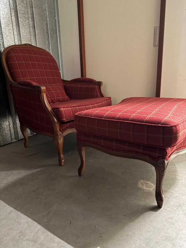 Fauteuils en hocker, wol ruit, brandwerend, Ophalen, Overige kleuren, Zo goed als nieuw, Stof