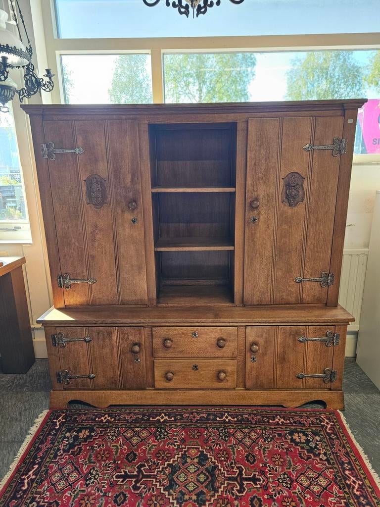 Antieke 2-delige Amsterdamse Eiken Kast, Ophalen