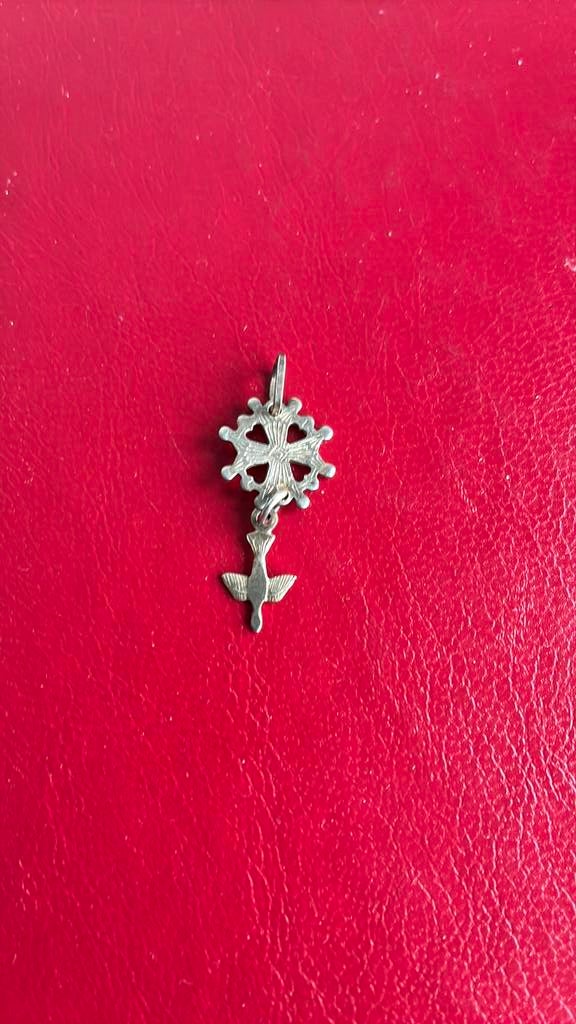 925 sterling zilver hanger hugenotenkruis, Gebruikt, Ophalen of Verzenden, Kruis of Symbool, Zilver