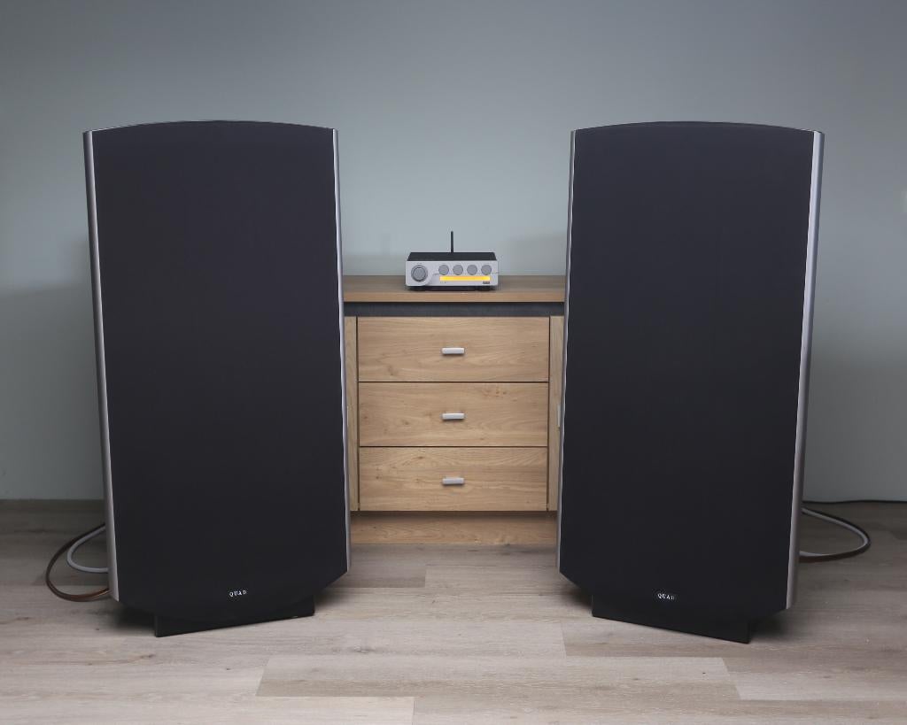 Quad ESL2905 volledig gereviseerd met 2 jaar garantie, Zo goed als nieuw, 120 watt of meer, Front, Rear of Stereo speakers, Ophalen