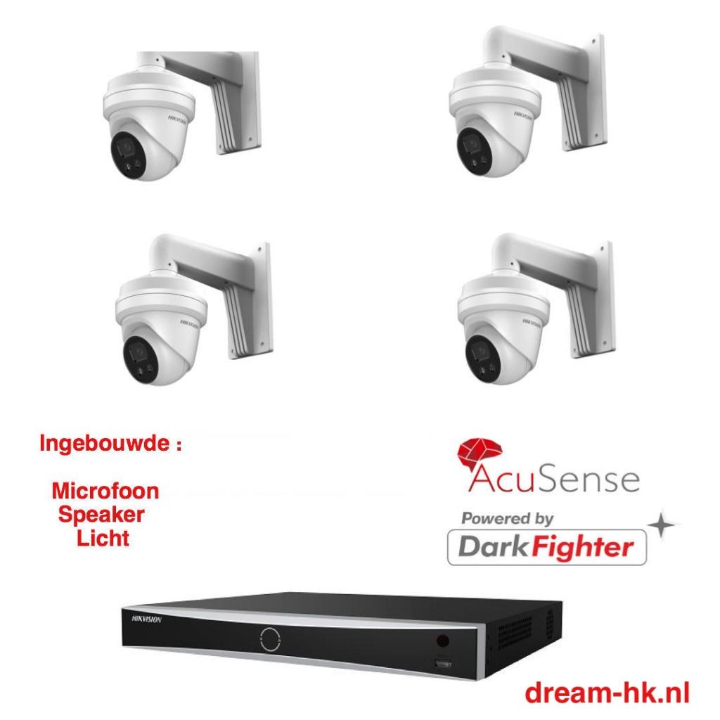 4MP Hikvision AcuSense Darkfighte IP PoE  set/NVR+4x camera