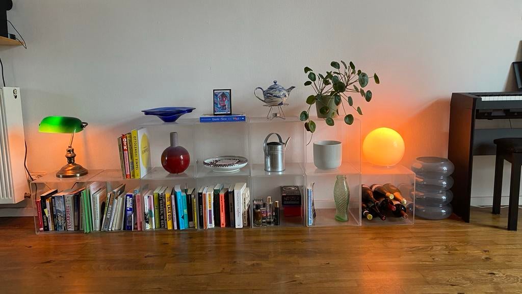 12 Plexiglas vakken/kubussen voor kast, Ophalen, Met plank(en), Zo goed als nieuw, Minder dan 25 cm