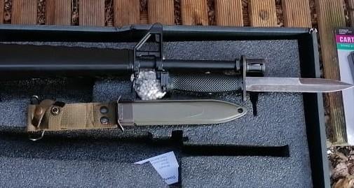 M16A1 Bajonet met Schede, Verzamelen, Militaria | Algemeen, Ophalen of Verzenden, Landmacht, Amerika, Mes of Dolk