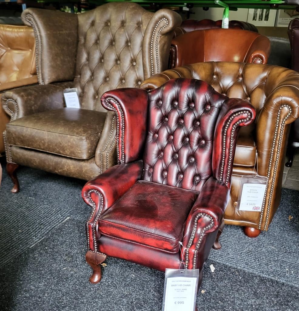 Uniek: Chesterfield baby chair. Fauteuil als kinderstoel, Ophalen, Gebruikt, Chesterfield, 75 tot 100 cm