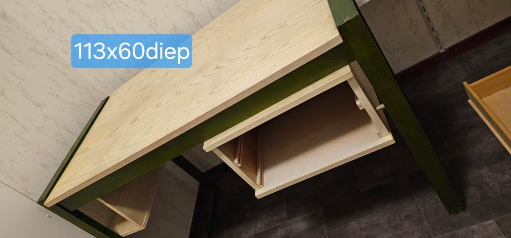 Vintage bureau + boekenkast set, Huis en Inrichting, Bureaus, Ophalen, Gebruikt