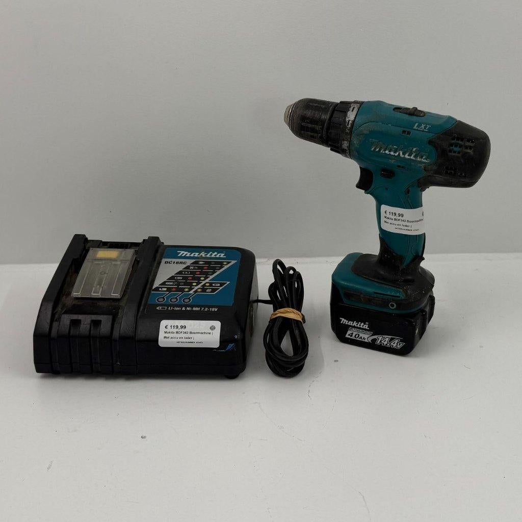 Makita BDF343 Boormachine | Met accu en lader |, Doe-het-zelf en Verbouw, Gereedschap | Boormachines, Boormachine, Dordrecht@usedproducts.nl