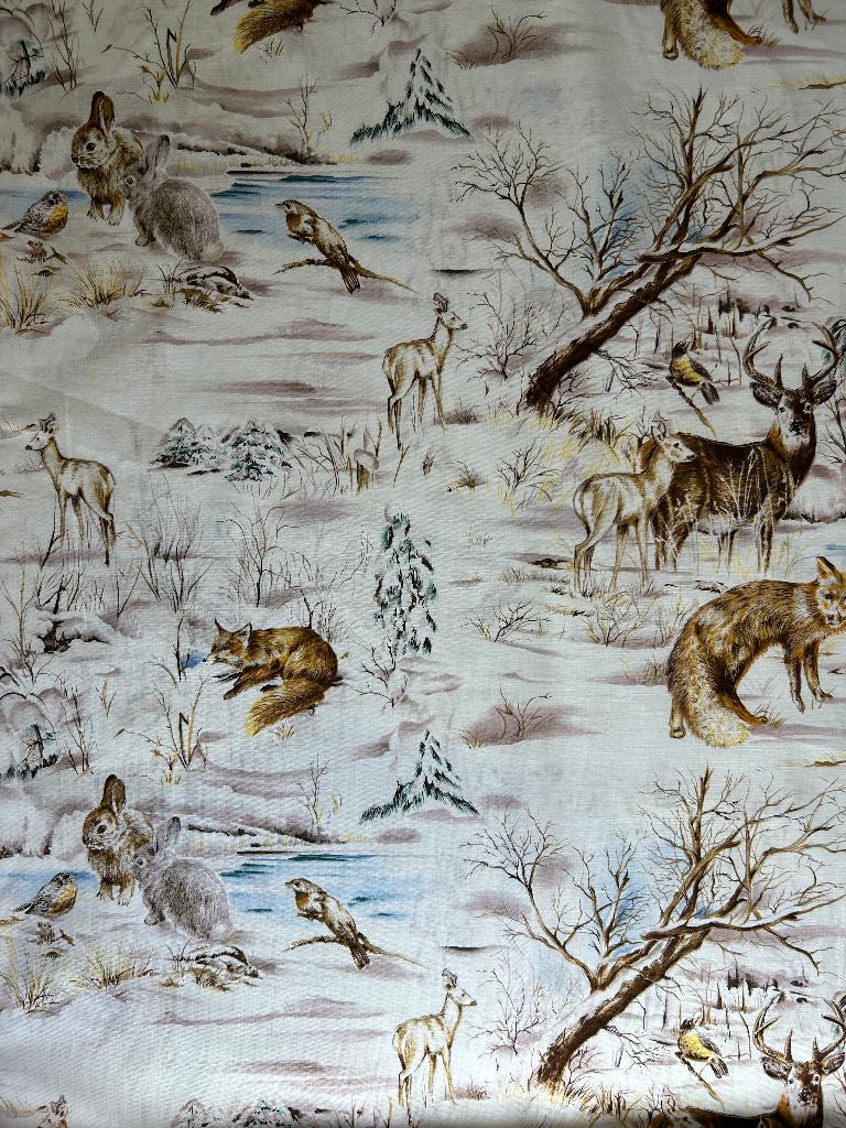 Quilt/USA designer katoen kerst/sneeuwdieren, Hobby en Vrije tijd, Stoffen en Lappen, 120 cm of meer, Beige, Ophalen of Verzenden