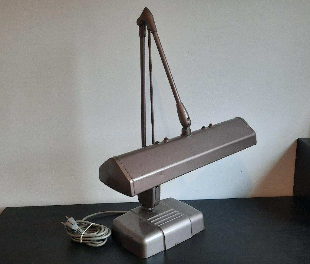 Vintage Dazor Floating Fixture 324A4 Desk / Tafel Lamp 1950', Ophalen of Verzenden, Gebruikt, Metaal, 50 tot 75 cm
