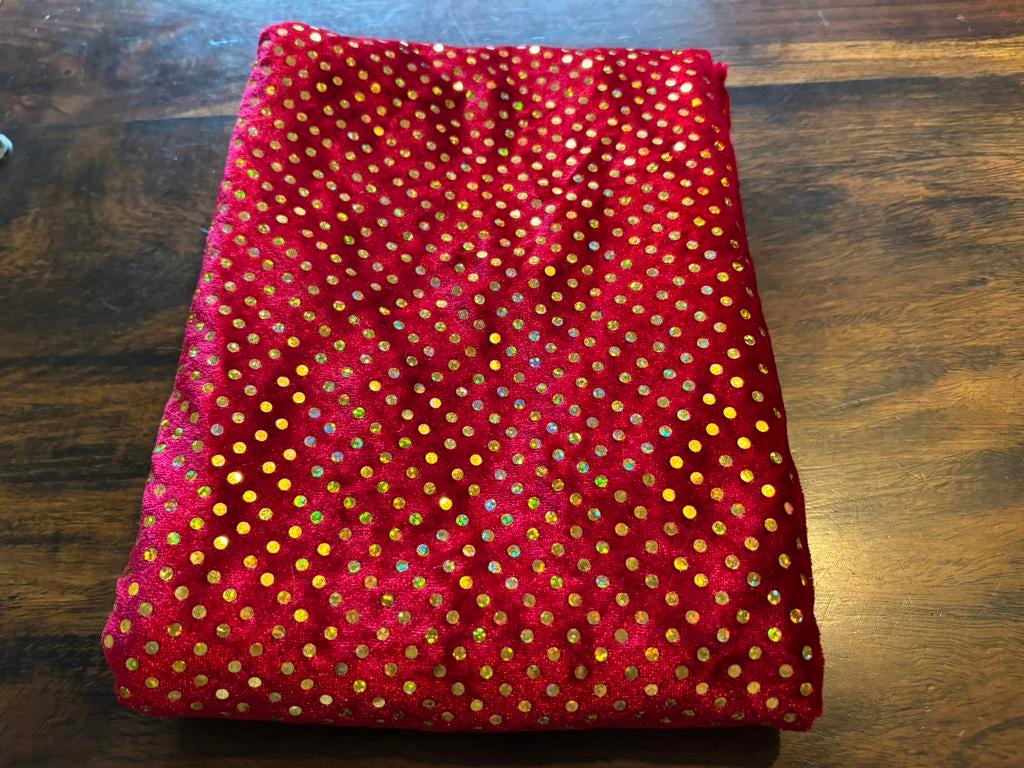 Rode verlours de panne lycra, Hobby en Vrije tijd, Stoffen en Lappen, Overige materialen, 120 cm of meer, Nieuw, Ophalen of Verzenden