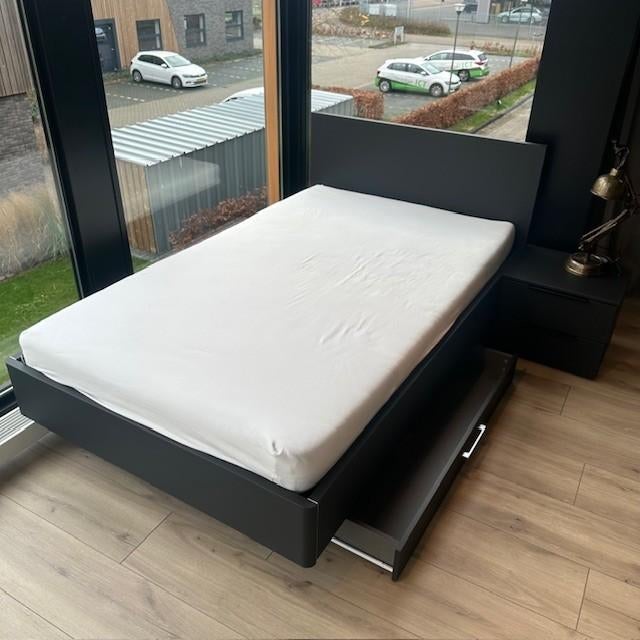 Nolte Bed met lade - 120x200cm, Ophalen, Zwart, Nieuw, Twijfelaar